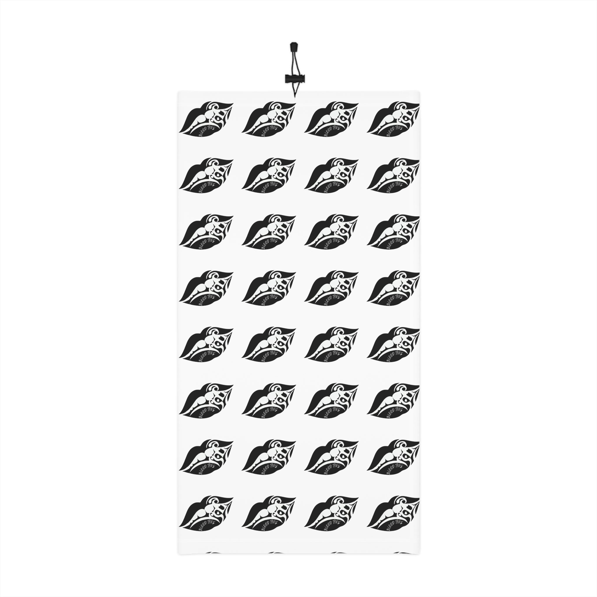 Black & White Lip Pattern Winter Neck Gaiter — Cozy Drawstring Face Scarf