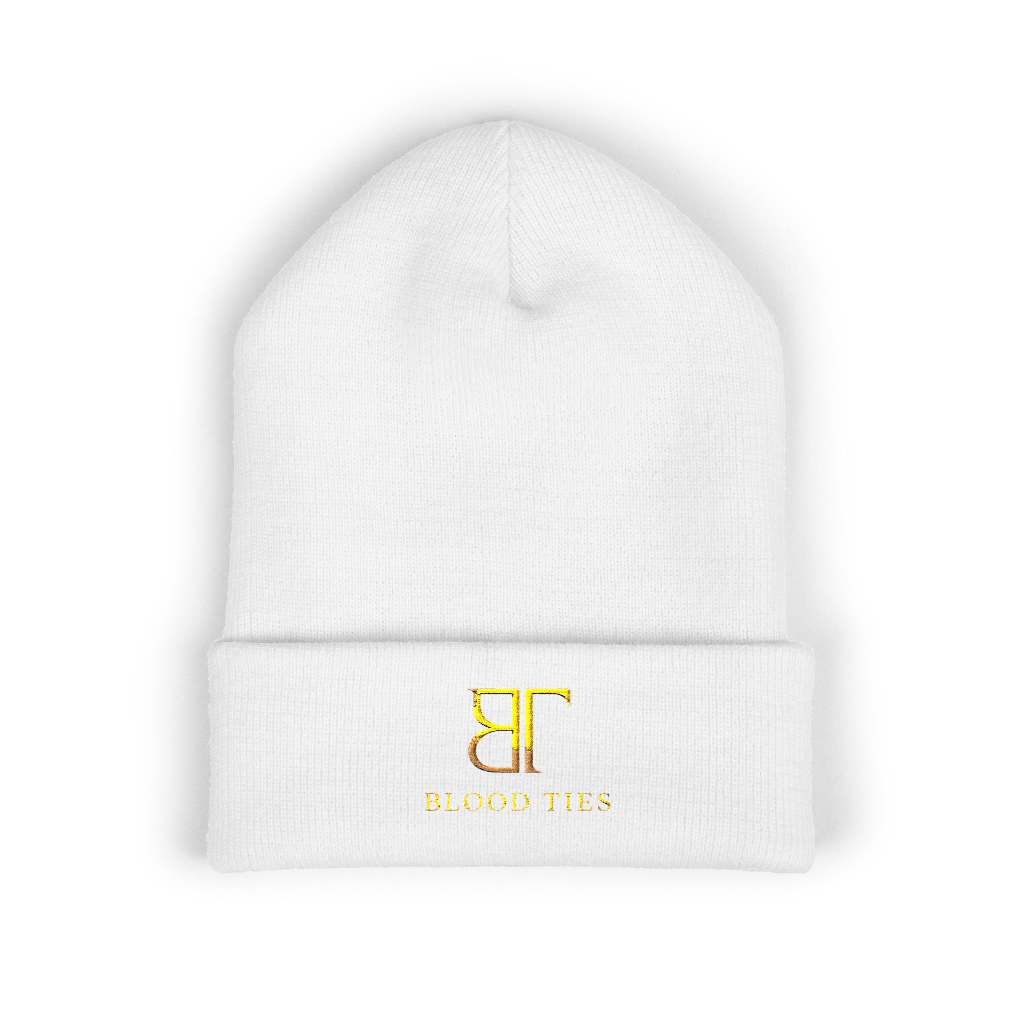 Embroidered Gold Monogram Cuffed Beanie