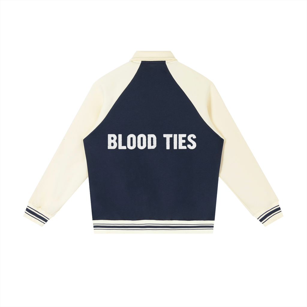 Contrast Raglan Sleeve Baseball Jacket