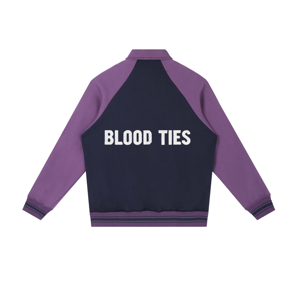 Contrast Raglan Sleeve Baseball Jacket