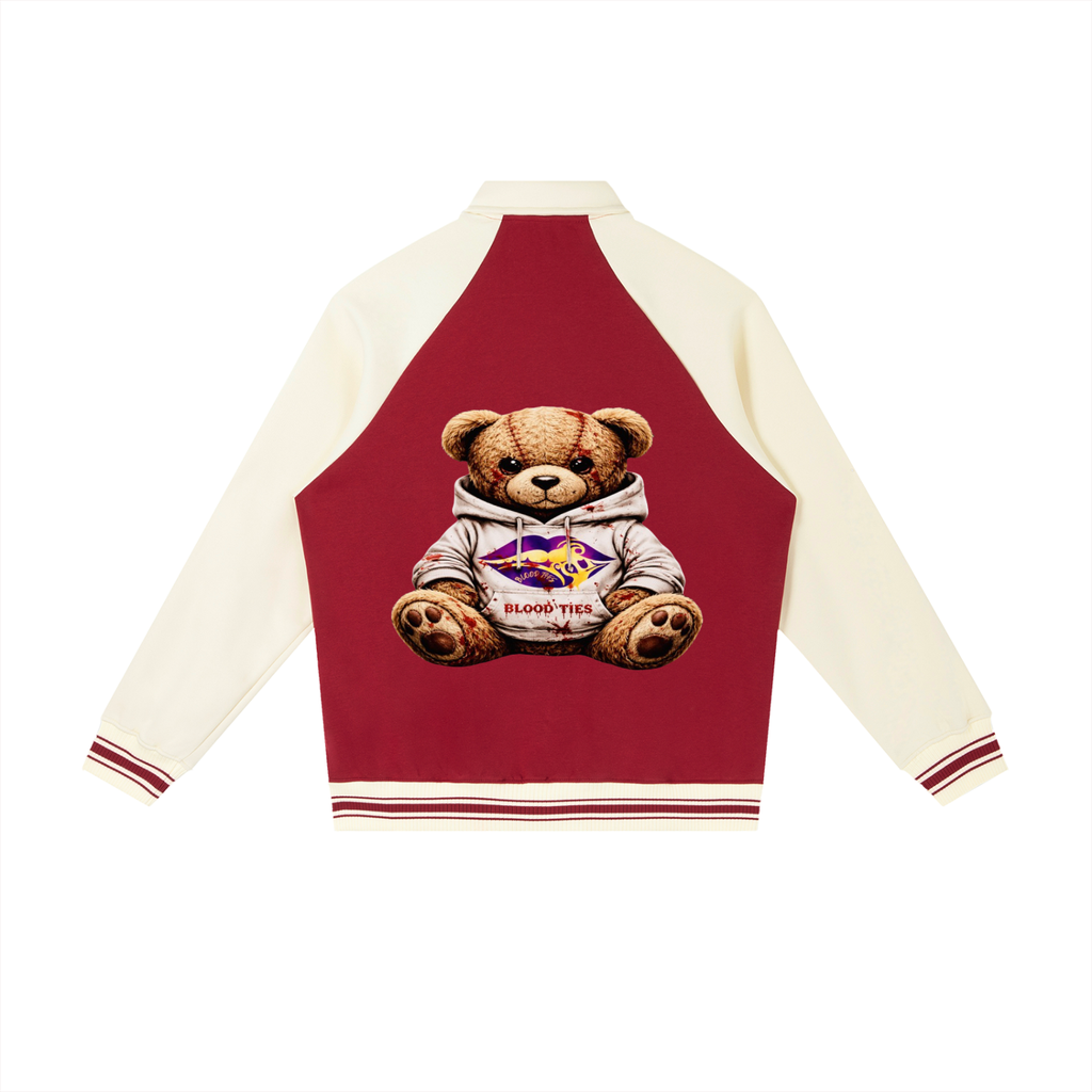 Contrast Raglan Sleeve Baseball Jacket