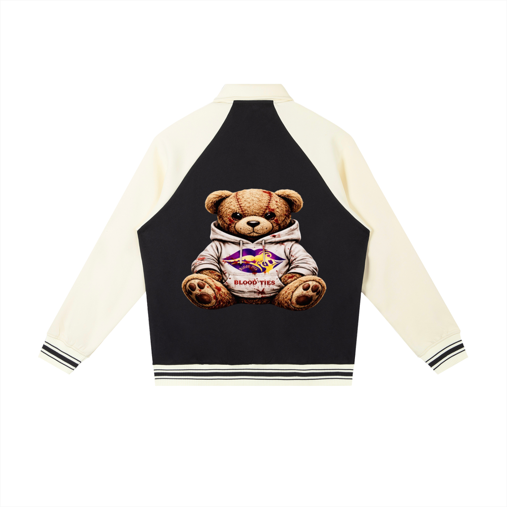 Contrast Raglan Sleeve Baseball Jacket