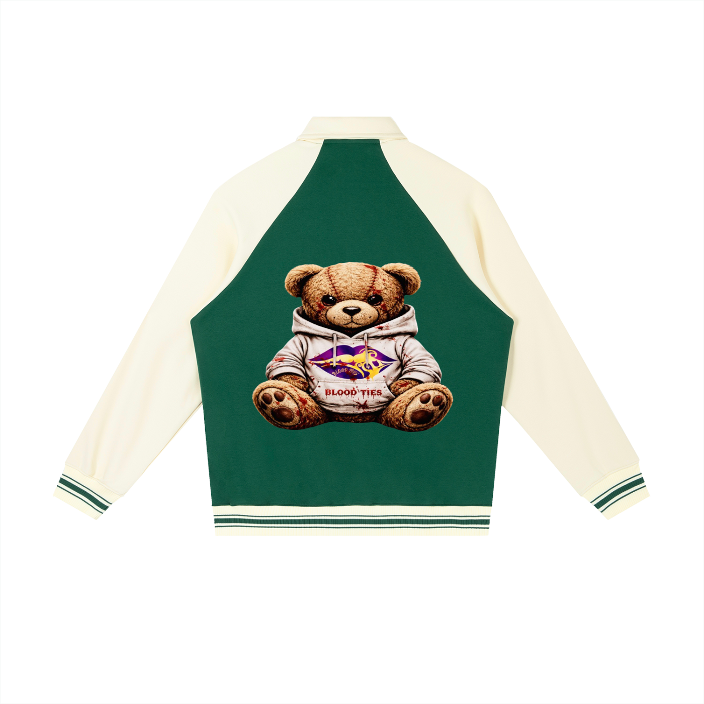 Contrast Raglan Sleeve Baseball Jacket