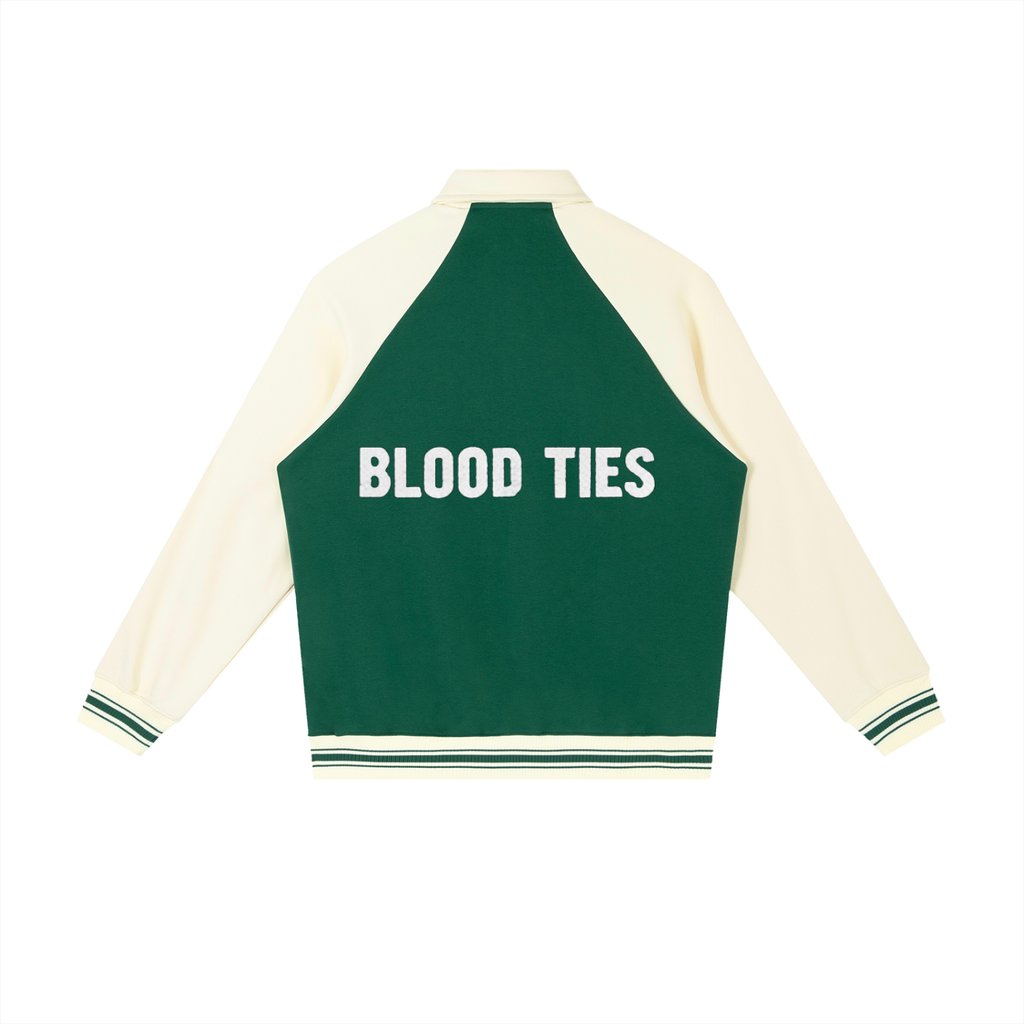 Contrast Raglan Sleeve Baseball Jacket