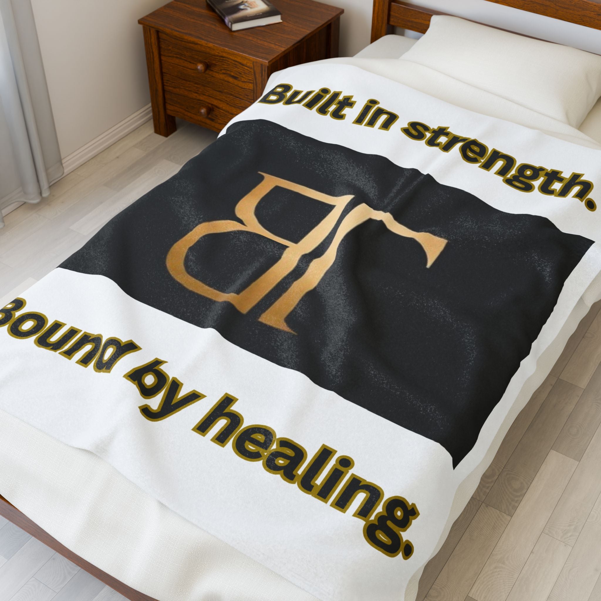 Built in Strength Velveteen Plush Blanket — "Bound by Healing" Inspirational Throw