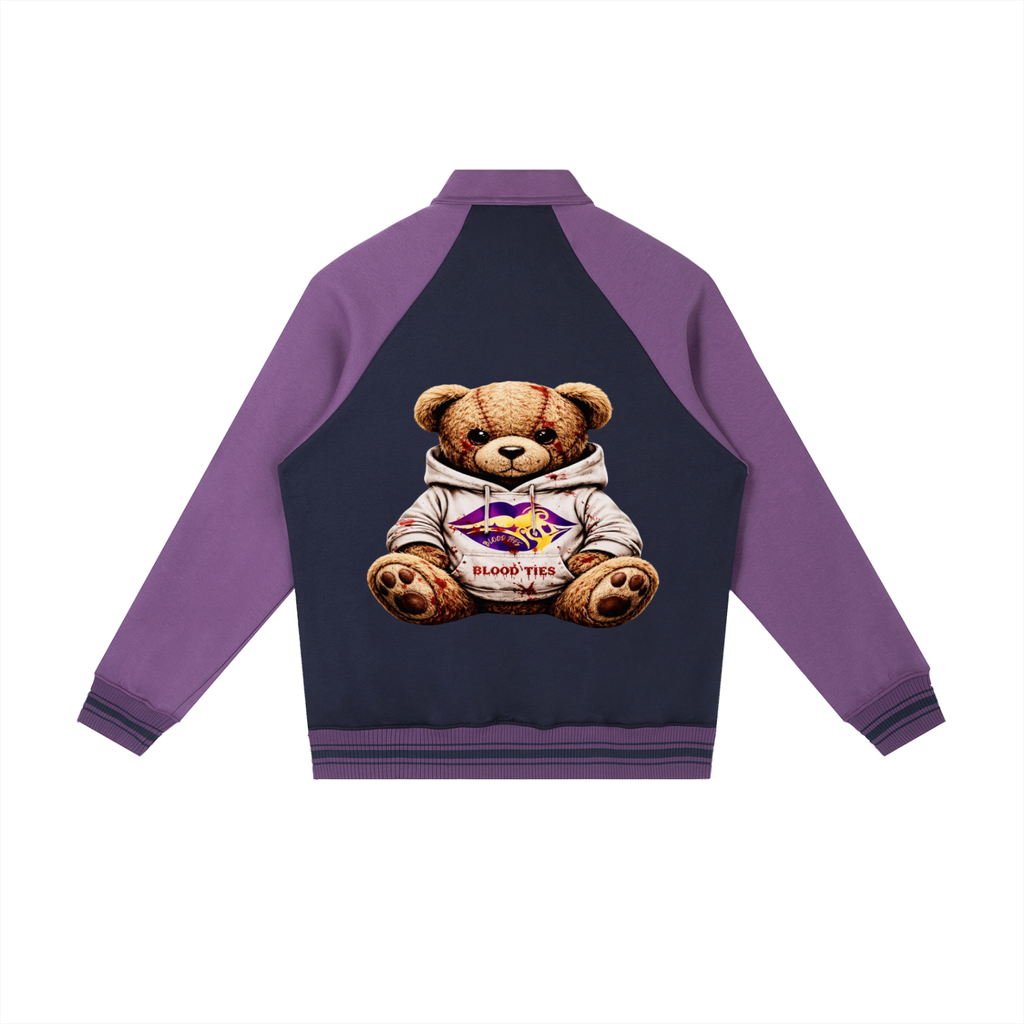 Contrast Raglan Sleeve Baseball Jacket