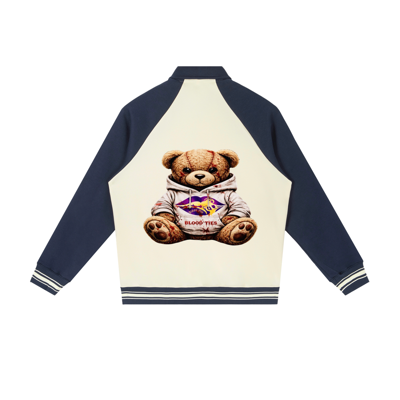 Contrast Raglan Sleeve Baseball Jacket