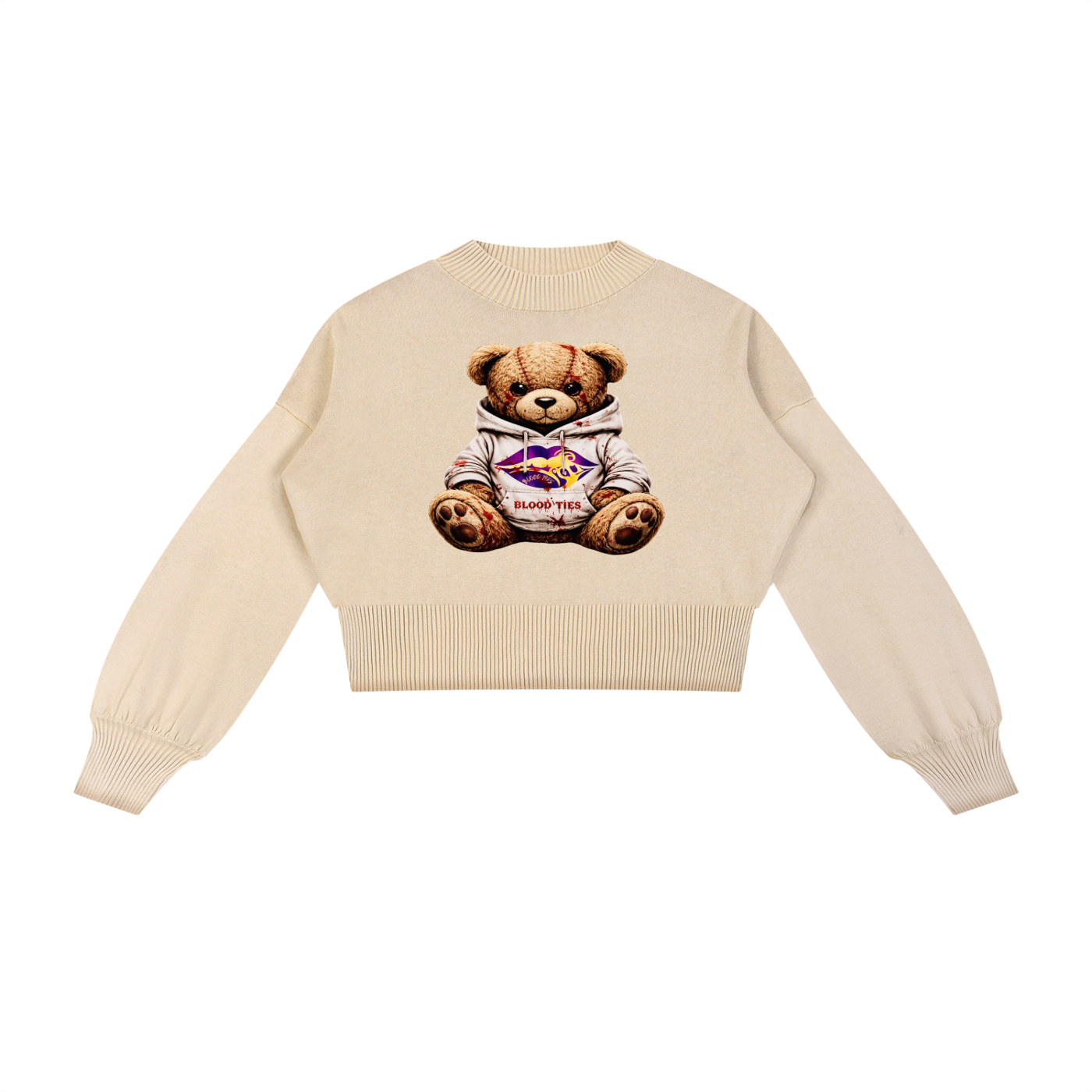 Mineral Wash Balloon Sleeve Cropped Sweater