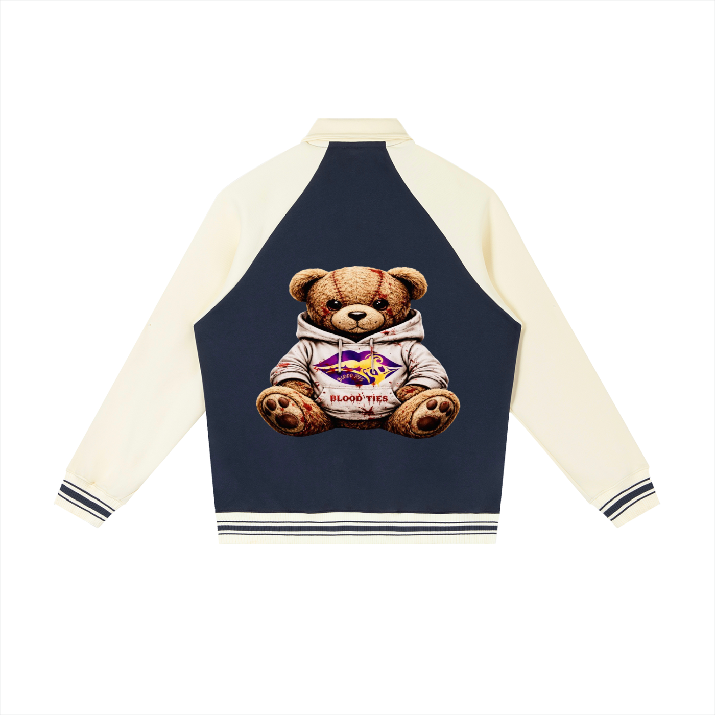 Contrast Raglan Sleeve Baseball Jacket