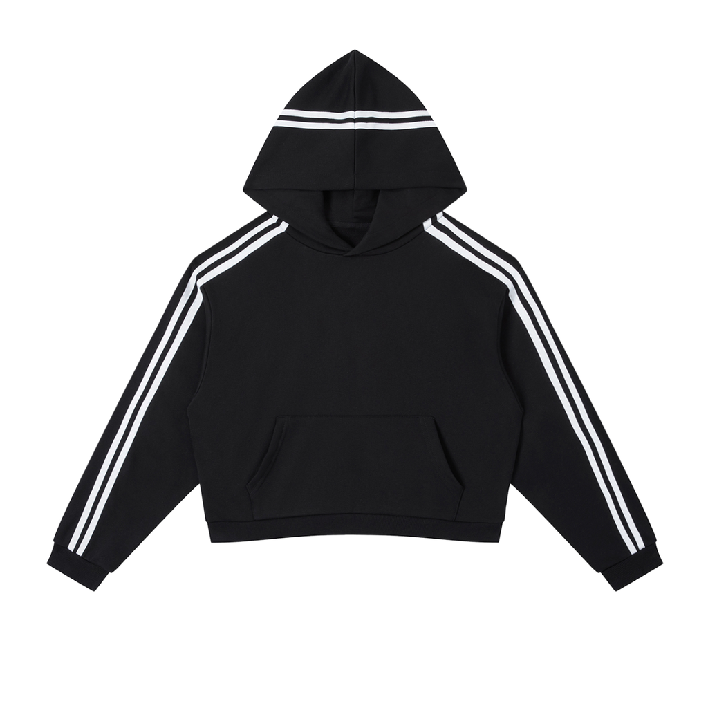 Contrast Side Stripe Cropped Hoodie